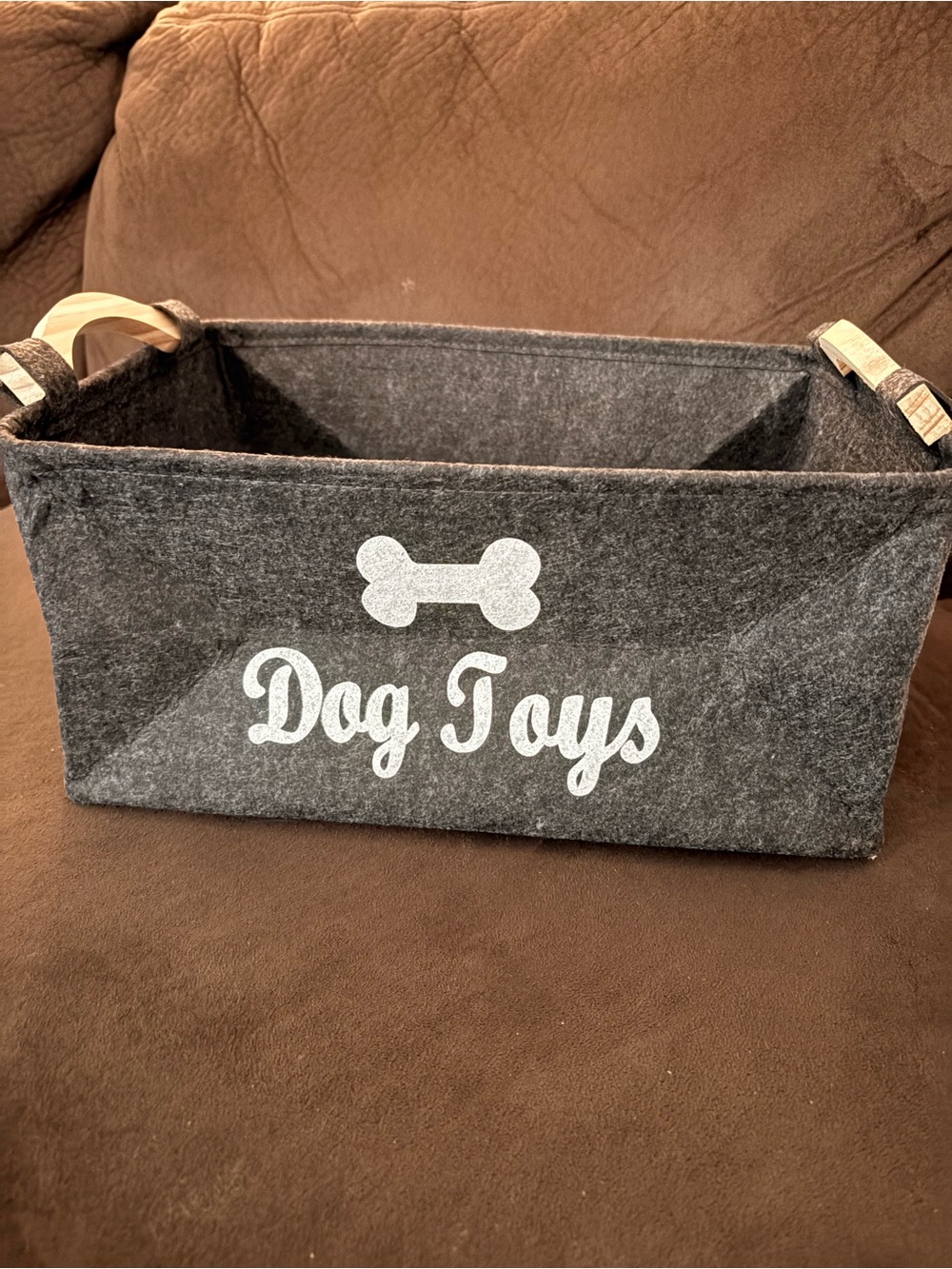 BRAND NEW Gray Felt Dog Toy Storage Bin - Stylish Organizer